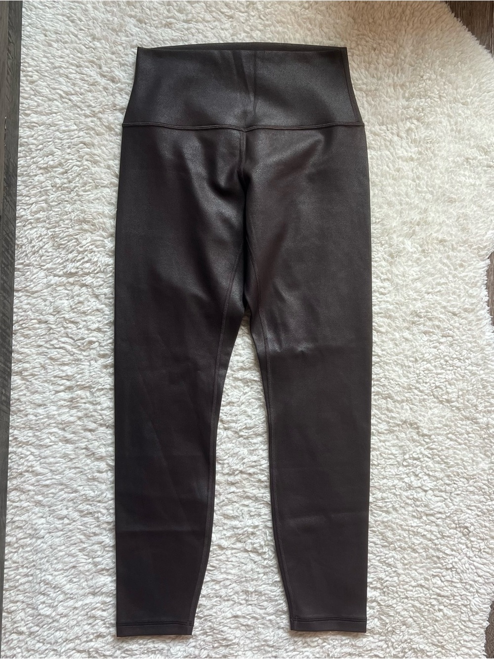 CRZ Yoga Women’s Matte Faux Leather 25” Leggings Hot Fudge Brown Foil (M)